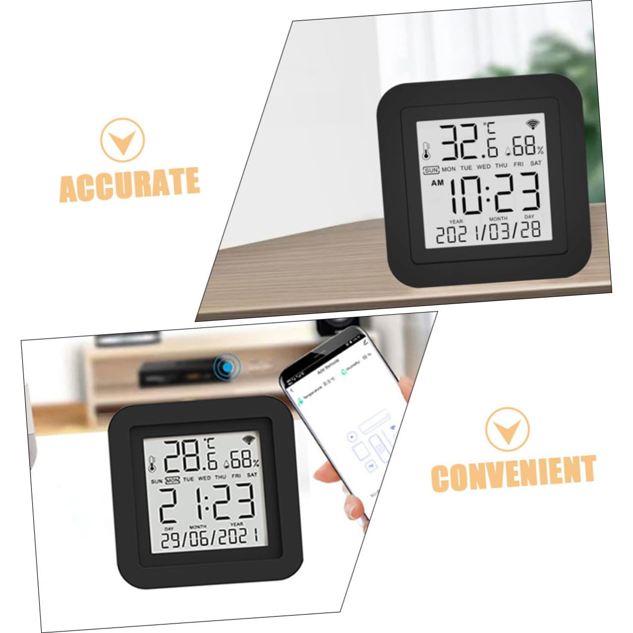 Gatuida Igrometro Digitale da Tavolo con Termometro USB Display LCD per Casa Ufficio Camera Controllo Umidità e Temperatura Preciso Resistente e Facile da Leggere