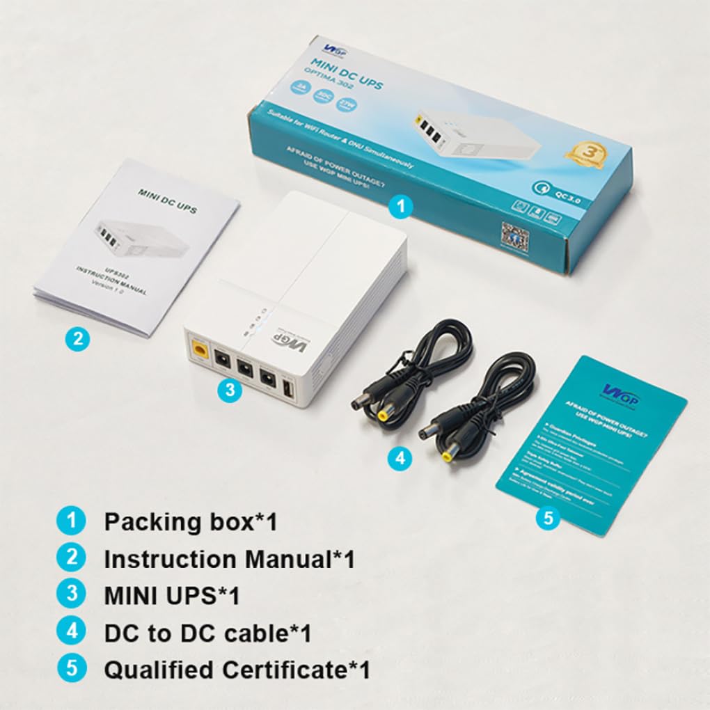 Gruppo di Continuità Mini UPS 12V, 13500mah Banca di Potere Backup Batteria alimentazione ininterrotta Protezione Blackout per Router ONU Modem Fotocamera,Uscita 5V USB 9V 12V DC QC3.0
