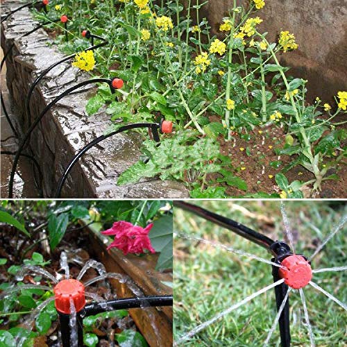 Upgrade Garden Irrigation System,100ft Irrigation System 1/2\" & 1/4\" Blank Distribution Tubing Watering Drip Kit/Irrigation Kits Automatic Mist Irrigation Equipment Set for Garden,Flower Bed,Lawn