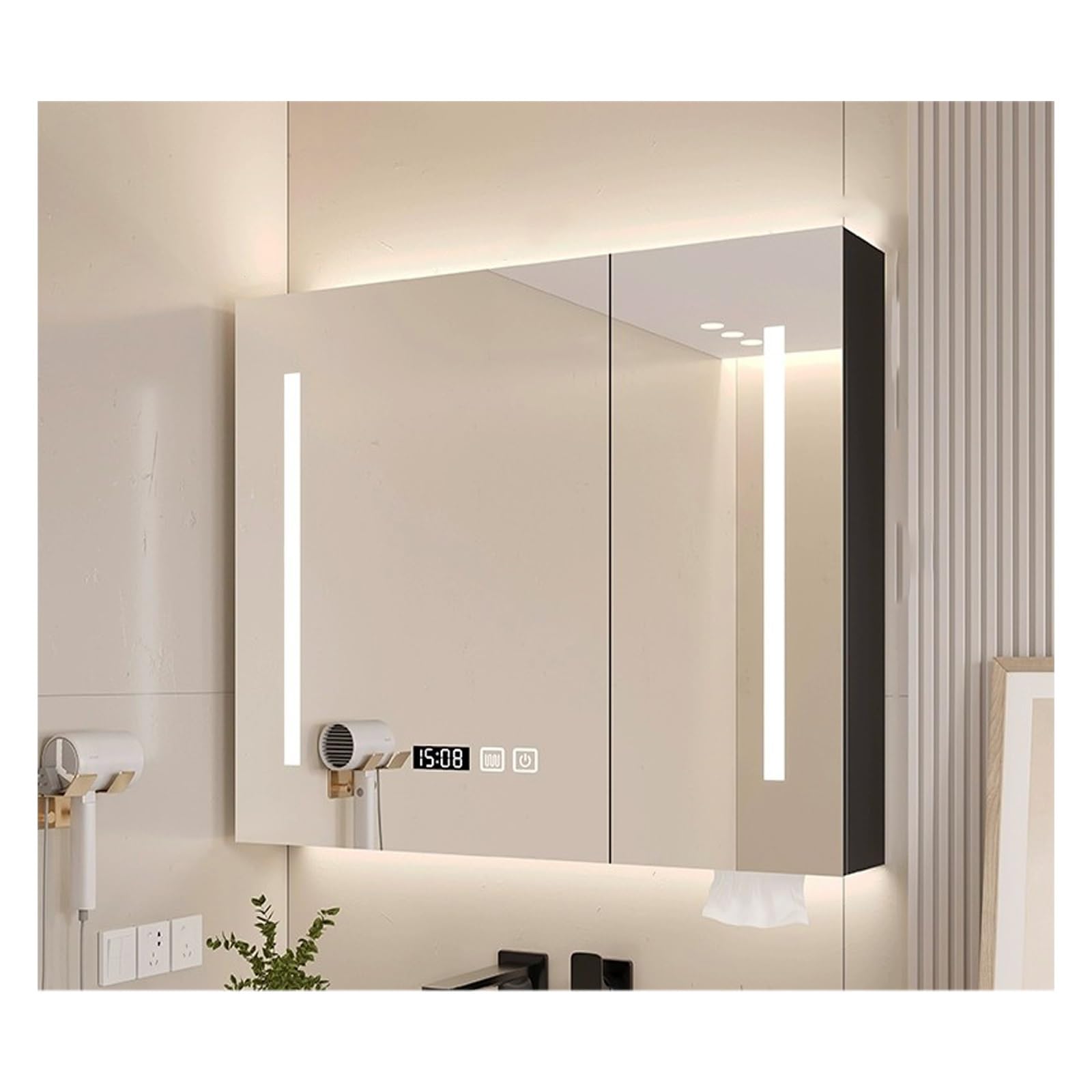 FLYIODFCXV bathroom mirror cabinet, Suitable For Home Bathrooms, Apartment Toilets, Hotel Room And Other Scenarios(Black,70 * 70cm/27.5 * 27.5in)