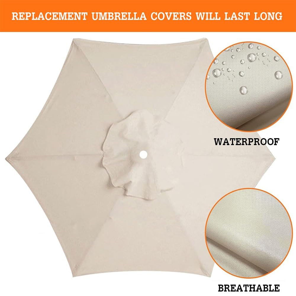 IGTOPS Sonnenschirm Ersatzteil - UV30+ Schirmtuch 2.7m/3m/3.3m Für Terrassenschirm