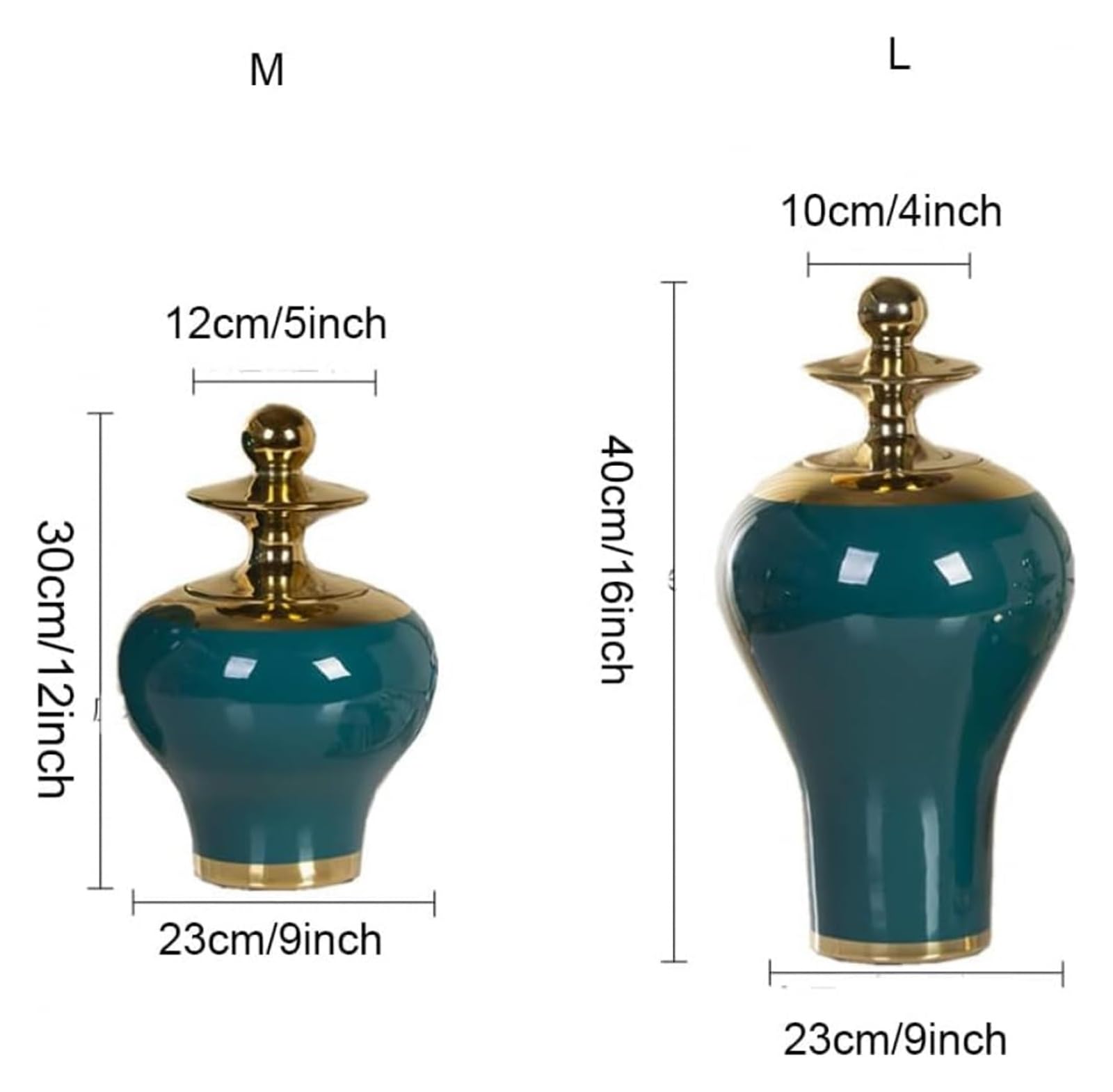 Wazon w kolorze zielonym, ceramiczny słoik na imbir, wazony ze złotym wykończeniem, porcelanowy słoik do przechowywania, wazon, słoiki świątynne z pokrywką, pojemniki na środek stołu, ozdoba, kom