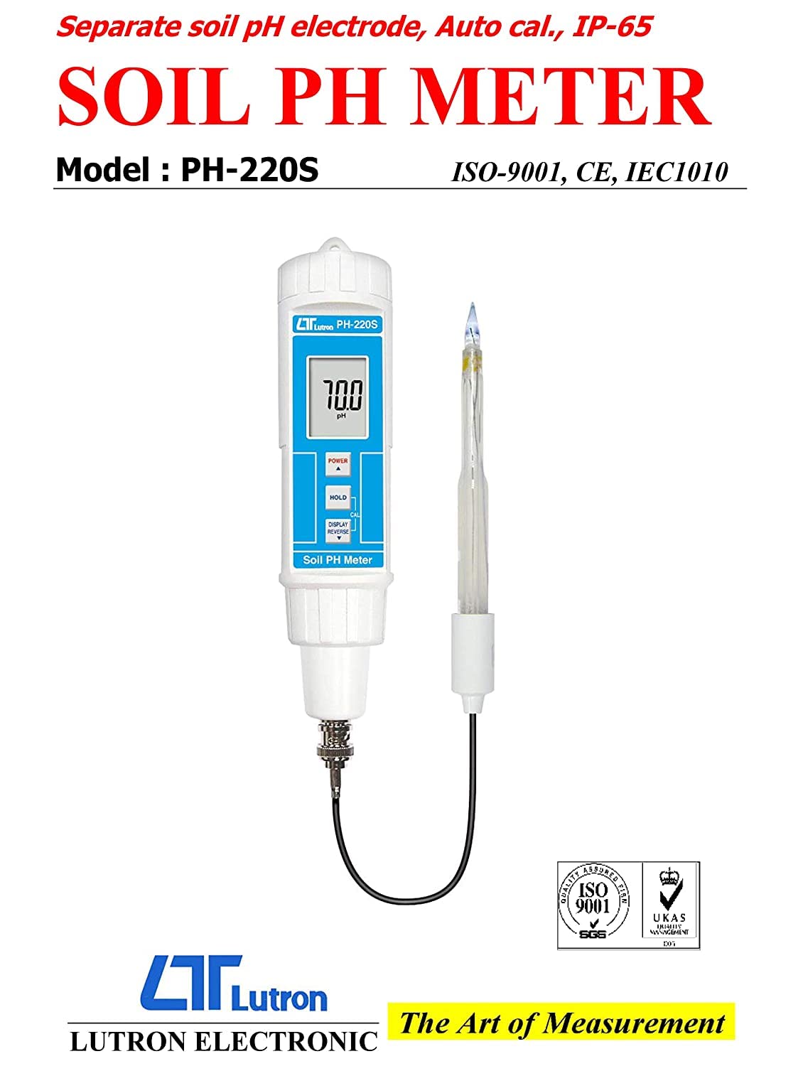 Electronic Soil PH (Rango: 0 a 14) Certificado de calibración del medidor de pH por Instrukart Modelo: PH-220S