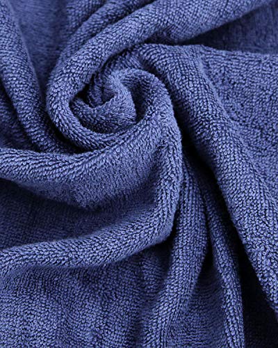 All-Cotton Bathrobe Thick Plush Cloth Housecoat Terry Toweling, Sweat Steaming Clothes Comfortable & Warm (Navy Blue) #TOP4