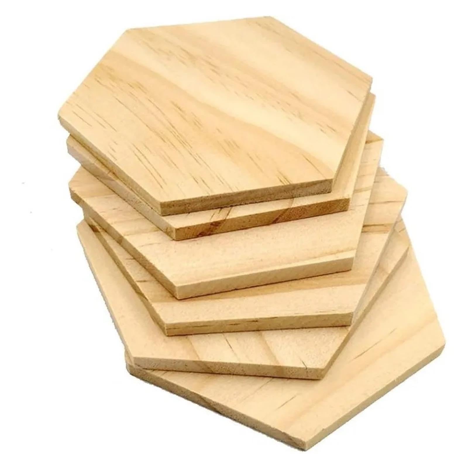 Pezzi Dischi Legno Forma esagonale del ritaglio di legno