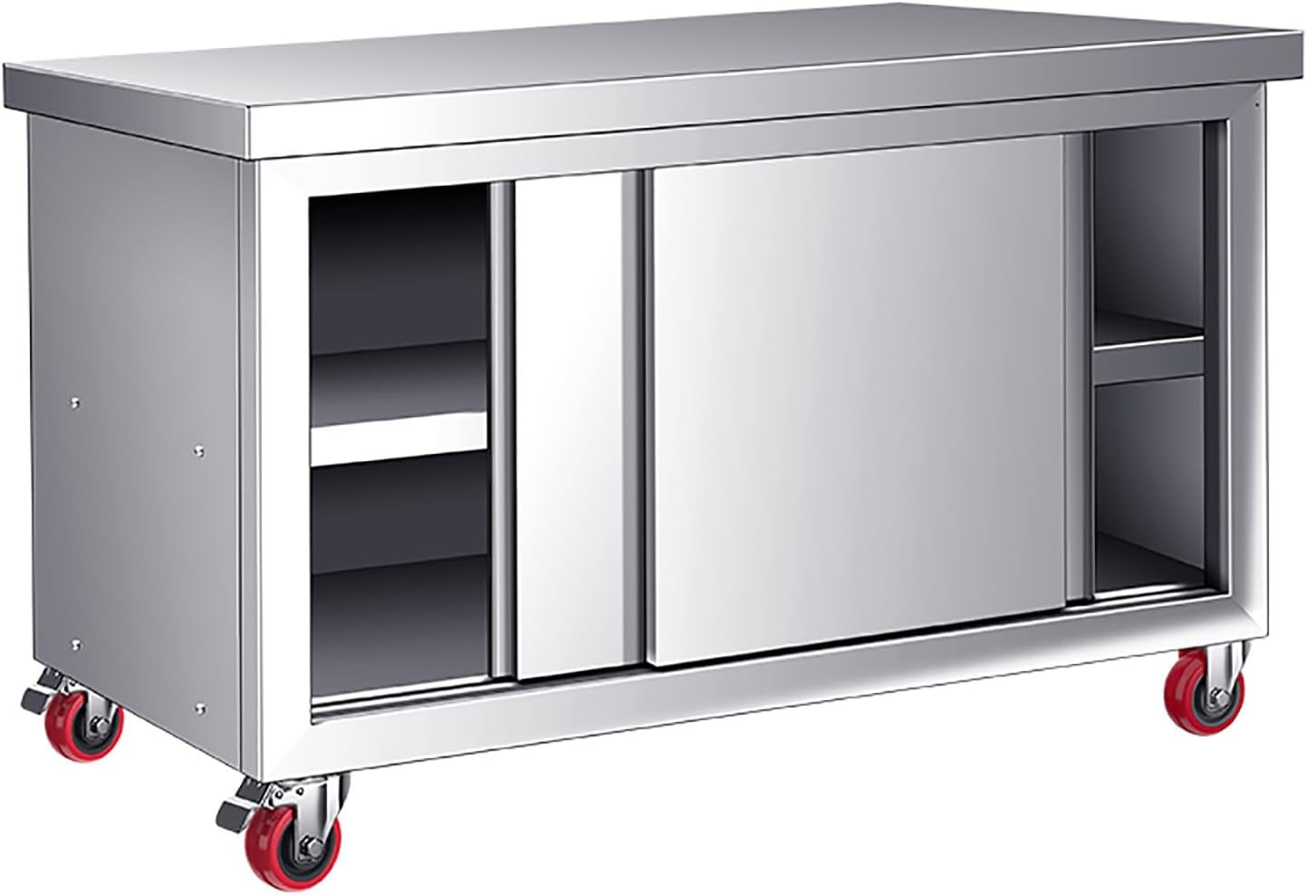 Stainless steel work table,stainless steel commercial worktable w/sliding doors,Commercial Heavy Duty with Adjustable Legs,Multifunctional Practical Work Table(80*50*80cm/31.5*19.7*31.5in)