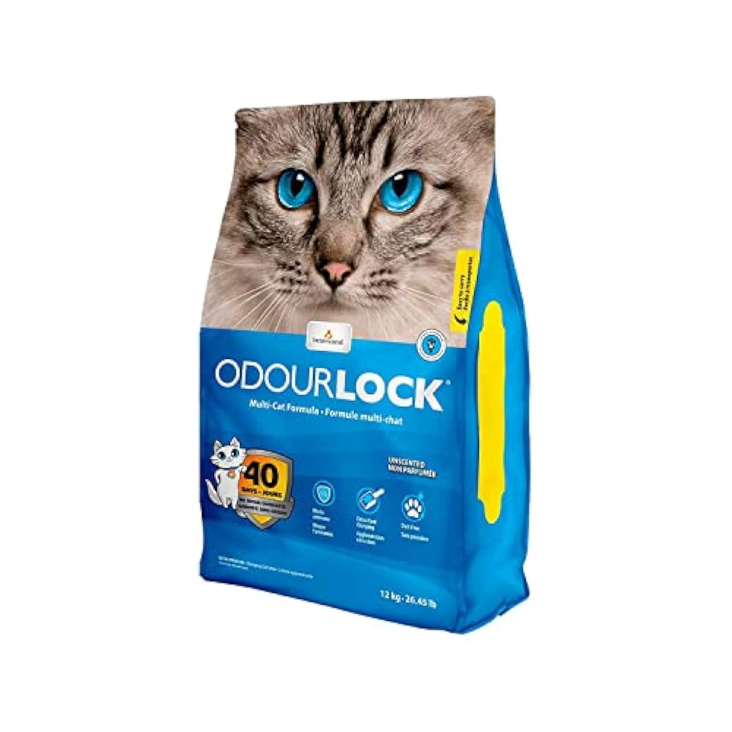 Intersand - OdourLock Ultra Premium Multi-Cat Litter Formula - 12kg. Unscented Litter.