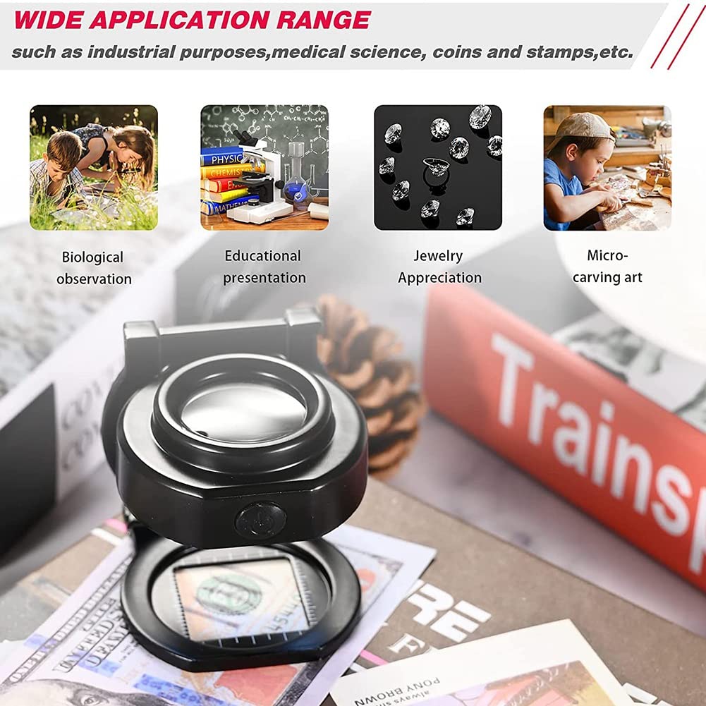 Lente D'Ingrandimento 25X Con 6 Luci LED – Ricaricabile USB, 3 Posizioni, In Metallo, Con Luce UV E Bianca, Ideale Per Cucito, Lettura E Controllo Banconote
