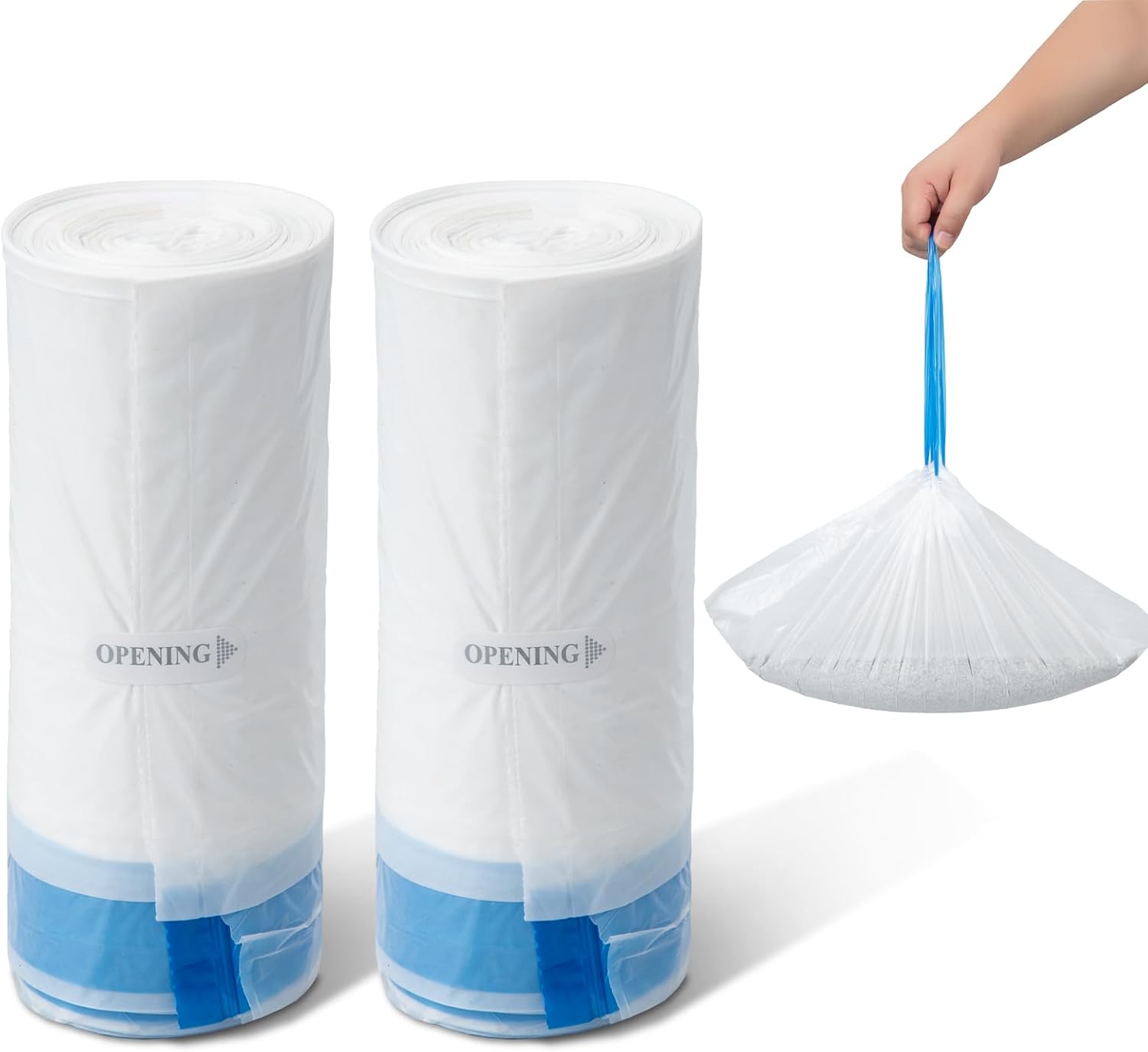 ELS PET 40 Count Small Cat Litter Box Liners, Heavy-Duty Drawstring Waste Bags Compatible with G1 E2 Orbitie Models, Pre-Perforated Roll, 21.6"×11" Extra Thick HDPE Tear-Resistant