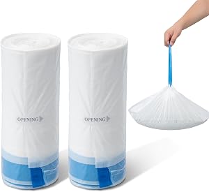 Coziley Replacement Waste Bags for Self Cleaning Litter Box, Heavy-Duty Dual Drawstring Trash Bags, Leak & Tear-Resistant, Trash Bags for Cat Litter Box Drawers, 2 Rolls (40 Bags)