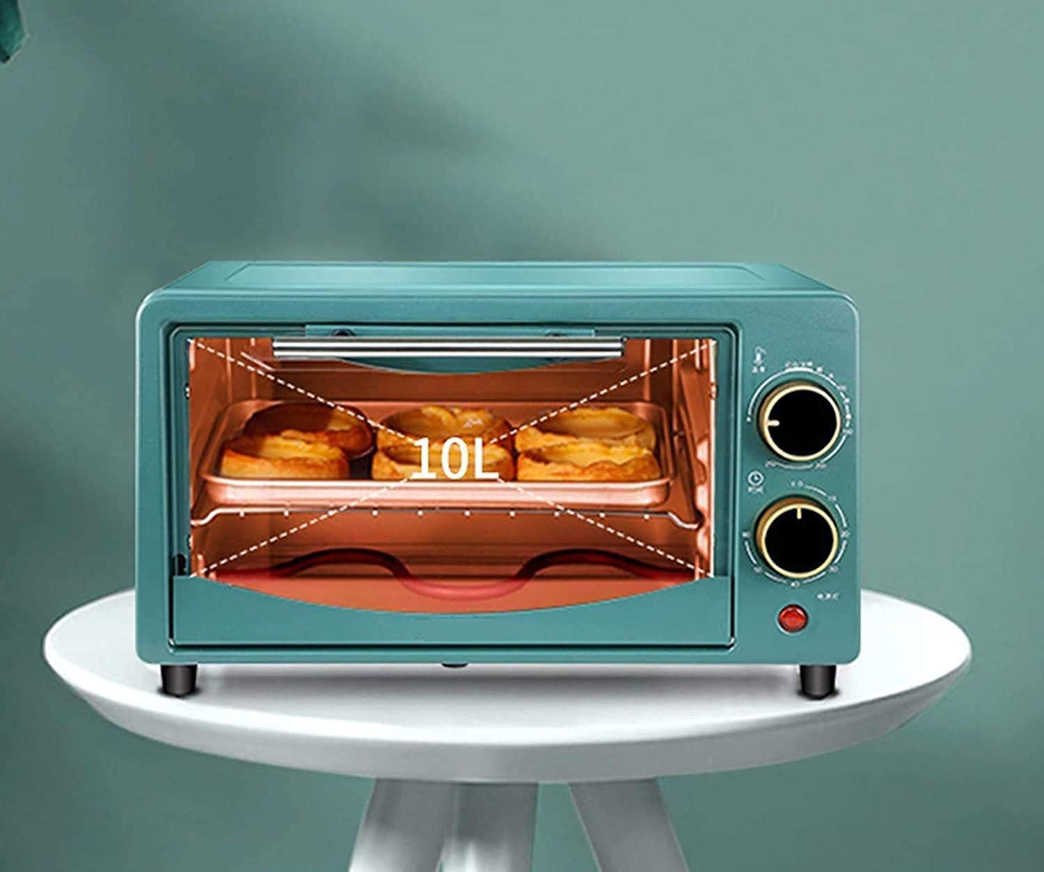 Mini Horno, Horno eléctrico de 12 l, máquina de Hornear doméstica de Escritorio pequeña Multifuncional, Horno de encimera con Puertas de Vidrio para Cocina casera,
