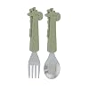 Nuby Animal Friends Silicone and Stainless Steel Fork and Spoon Set - 12 Months - Green Giraffe