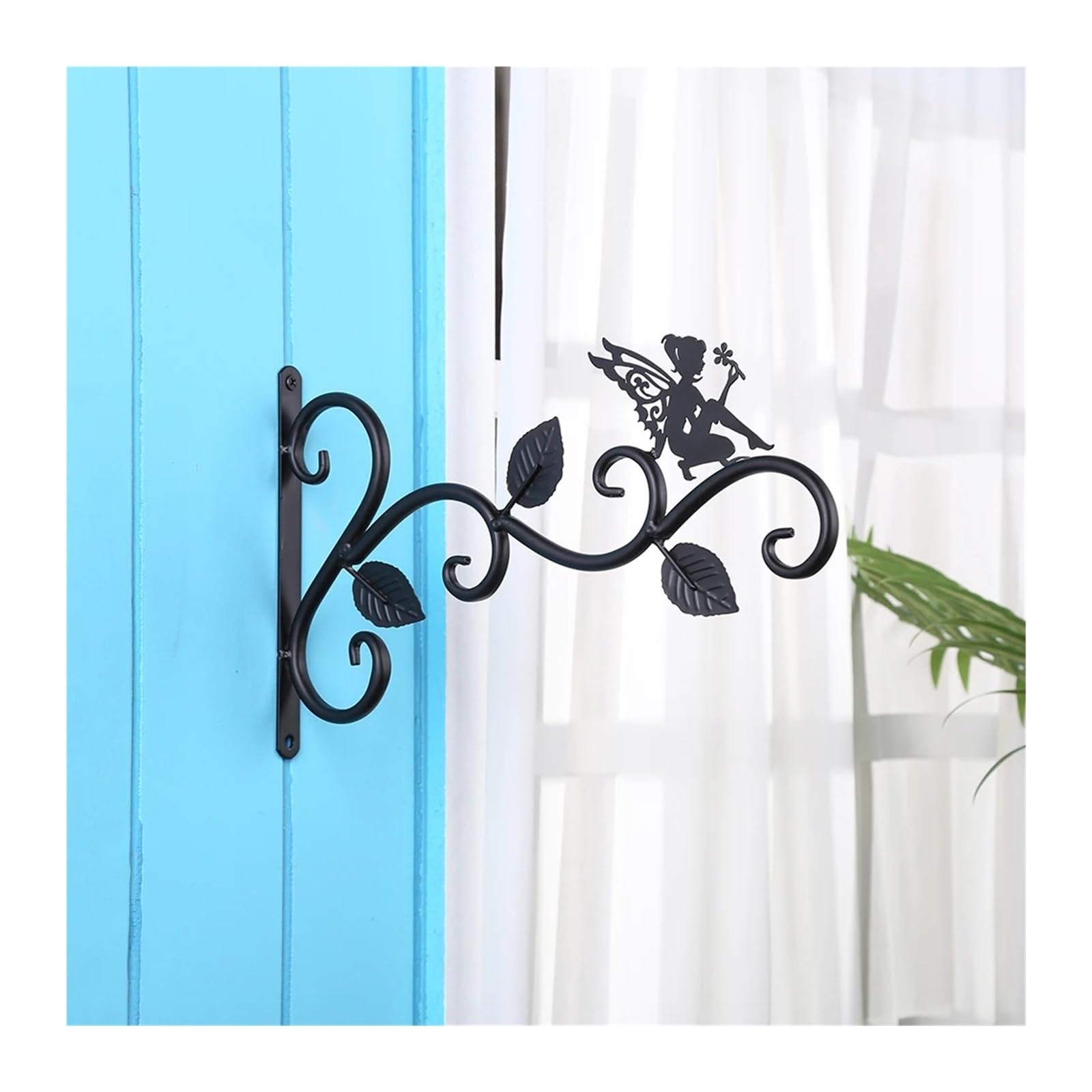 HUWOYG 11.8inch Plant Hanger Heavy Duty Iron Bracket for Bird Feeder Lanterns for Flower Baskets for Plants(Black A)