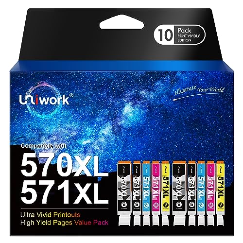 Uniwork PGI-570 CLI-571 Cartuchos de Tinta Compatible para Canon 570 571XL para Canon PIXMA MG5750 MG5753 MG6852 TS5050 TS5051 TS6051 MG5751 MG6850 MG6853 TS5055 TS6050 MG5752 MG6851 TS5053 TS6052