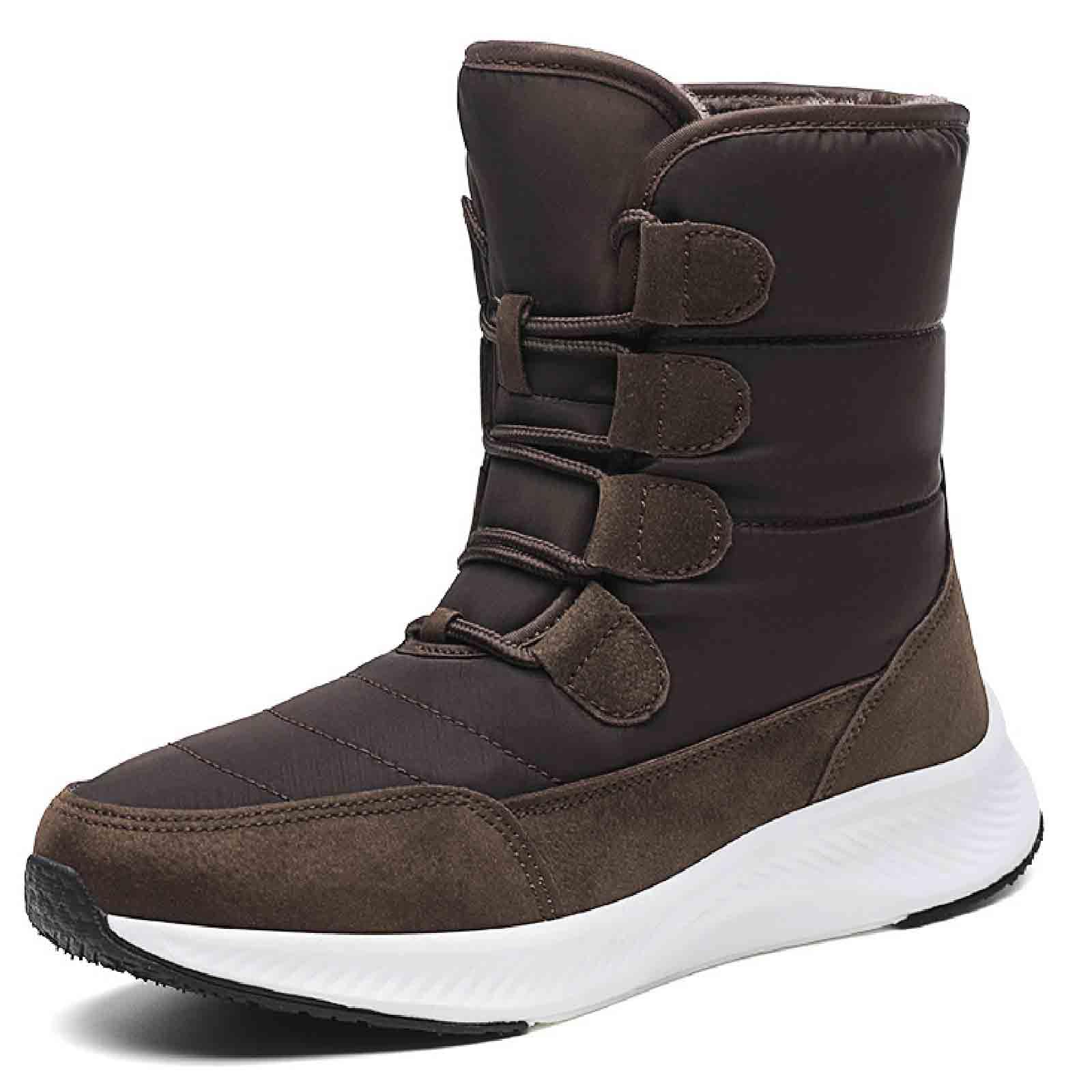 Womens Waterproof Snow Boots Winter Faux Fur Lining Mid Calf Anti-Slip Warm Outdoor Boots Lightweight Walking Hiking Booties