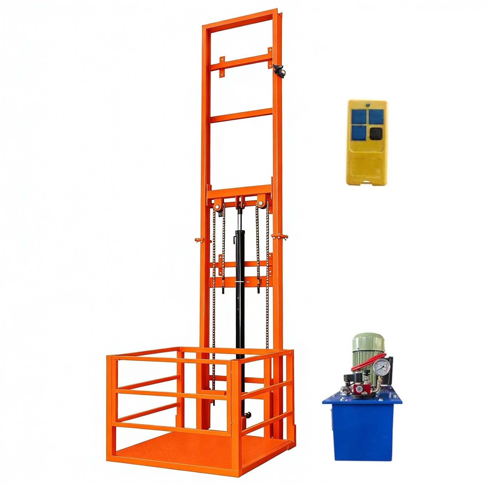 Hydraulischer Lastenaufzug 1T Kapazität 4M-10M Vertikale Frachtplattform Lager Fracht Aufzug mit Fernbedienung Schwerlast Lastenlift für Logistik und Lagerung