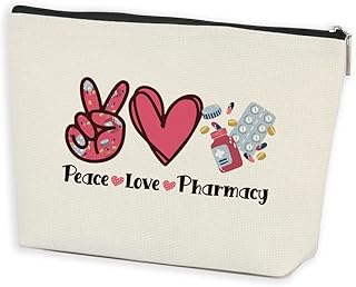 Nursing School Pharmacy Technician Accessories Physicians Week Pharmacist Gifts Pharmacy Technician Gifts Medical School Graduation Gifts for Doctor MD Dr Nurse Student Peace Love Pharmacy Makeup Bag