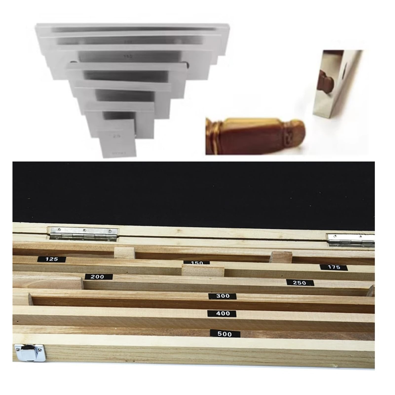 Set di blocchetti rettangolari for metrico, calibro 0/1/2/3, grado 125-500 mm, 8 pezzi/set per la metrologia professionale(2 Grade)