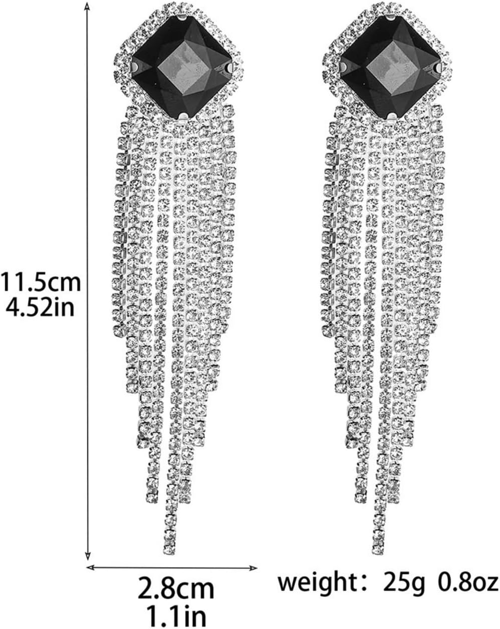 Sparkling Rhinestone Earrings Exaggerate Long Tassel Drop Earring Statement Colourful Gemstone Geometric Earrings Wedding Party Fashion Jewelry for Women - Image 4
