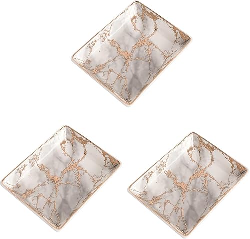 MUCKLILY 3pcs Ceramic Jewelry Tray Trinket Tray Ceramic Jewelry Dish Bandejas Decorativas Ceramic Tray Decor Tray Jewelry Trays Trim Tray Desk Tray