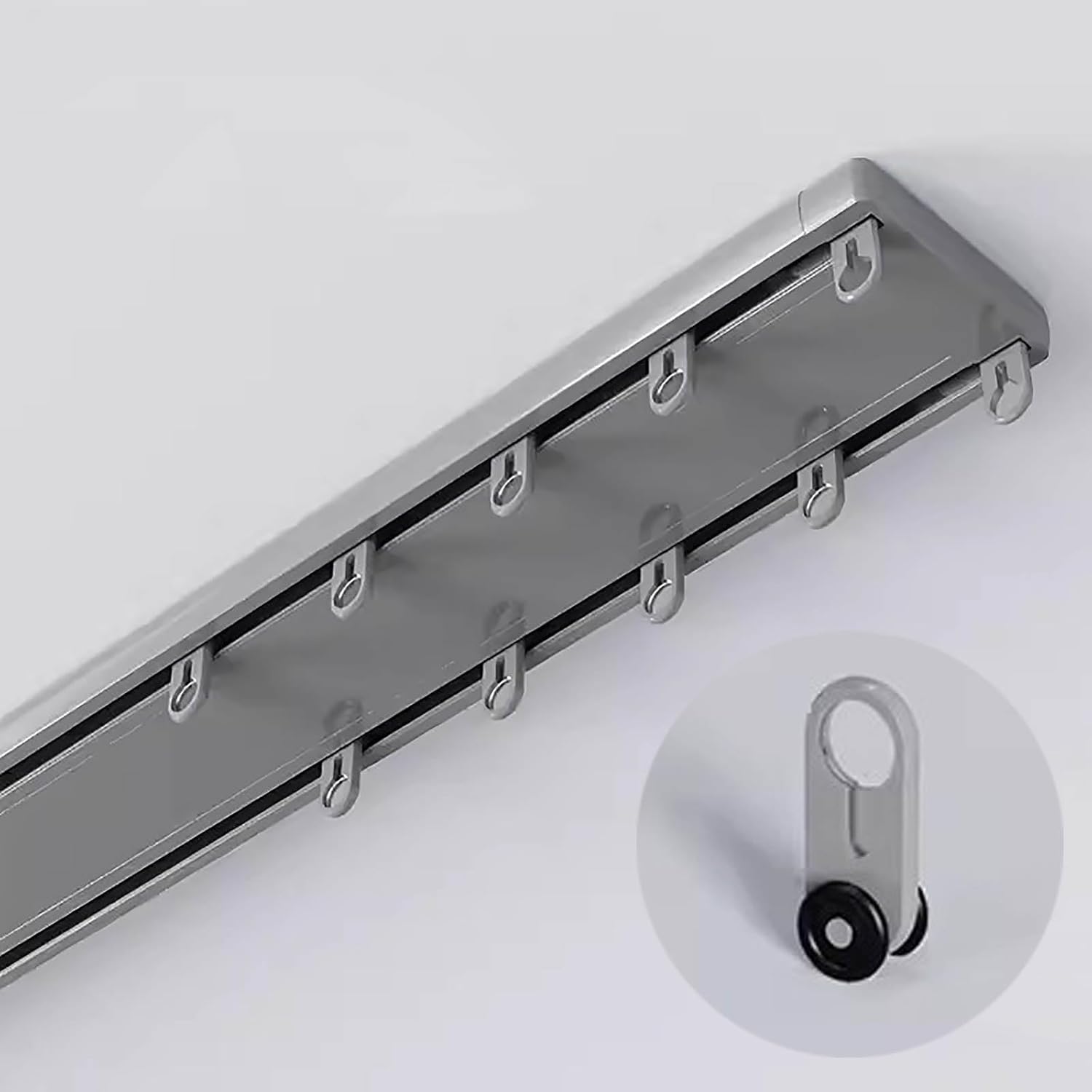 Ceiling Curtain Track for Heavy Curtains, Drapes - Top Mounted Curtain Double Rails with Clips - 4 8 12 16 20 24 28 32 Ft Long Metal Conjoined Curtain T,A-17ft/5.1m