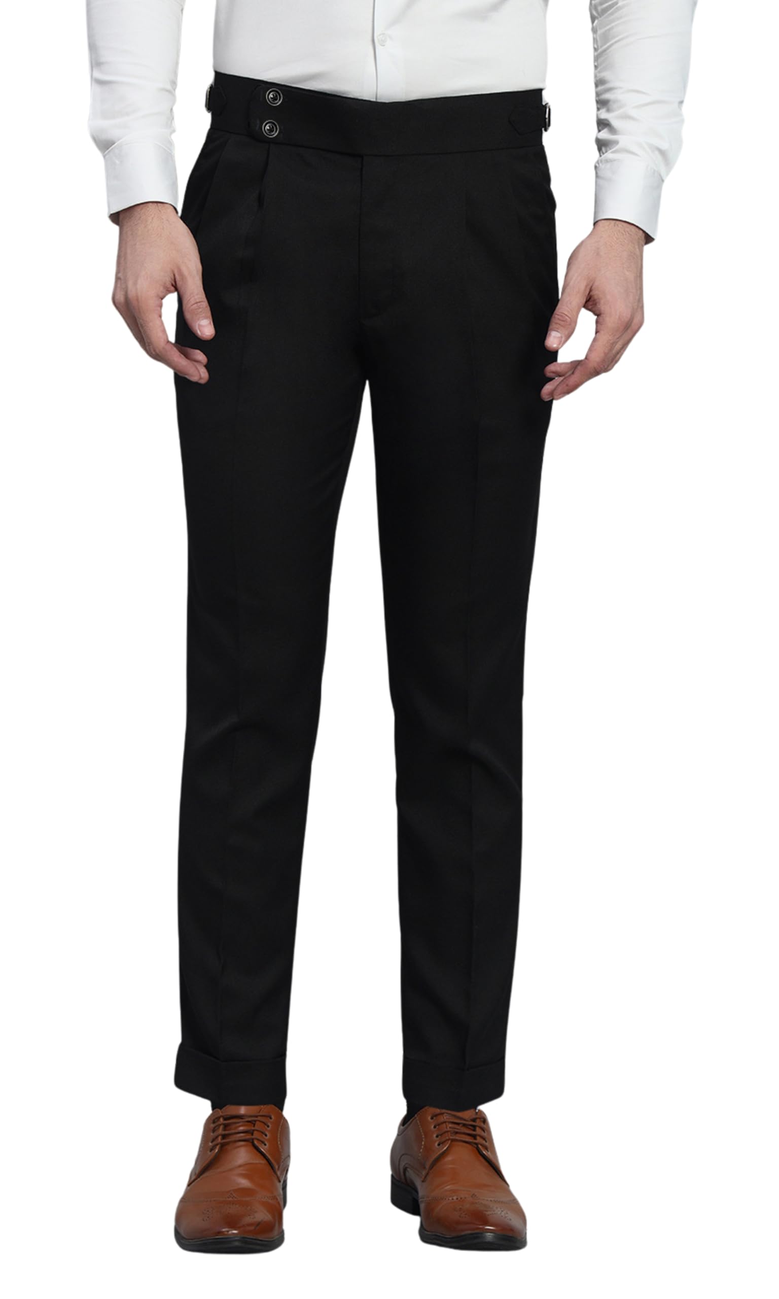 Gurkha Pants for Men | Trouser for Men | Formal Pant | Double Button | Regular Fit Trouser High Waist Pleated Casual Trousers | Straight Leg Pants for Office Smart Casual Travel Party-picture-33