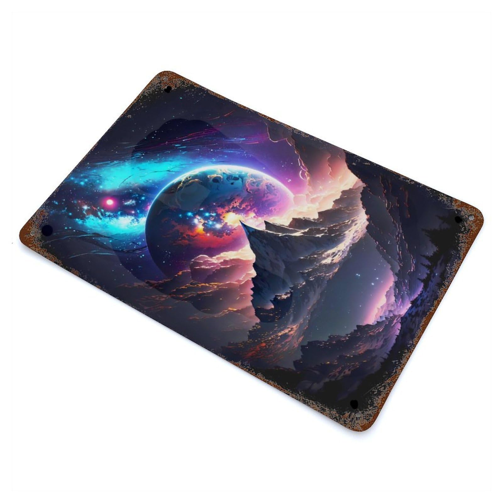 Mountains Of Infinity Decorative Tin Sign 11.8"x7.9", Ideal for Basement, Hobby Room And Garage Decor