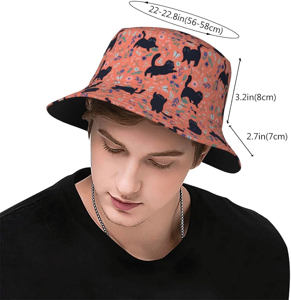 Bucket Hat, Unisex Sun Hat Black Cats -Fisherman Hat Summer