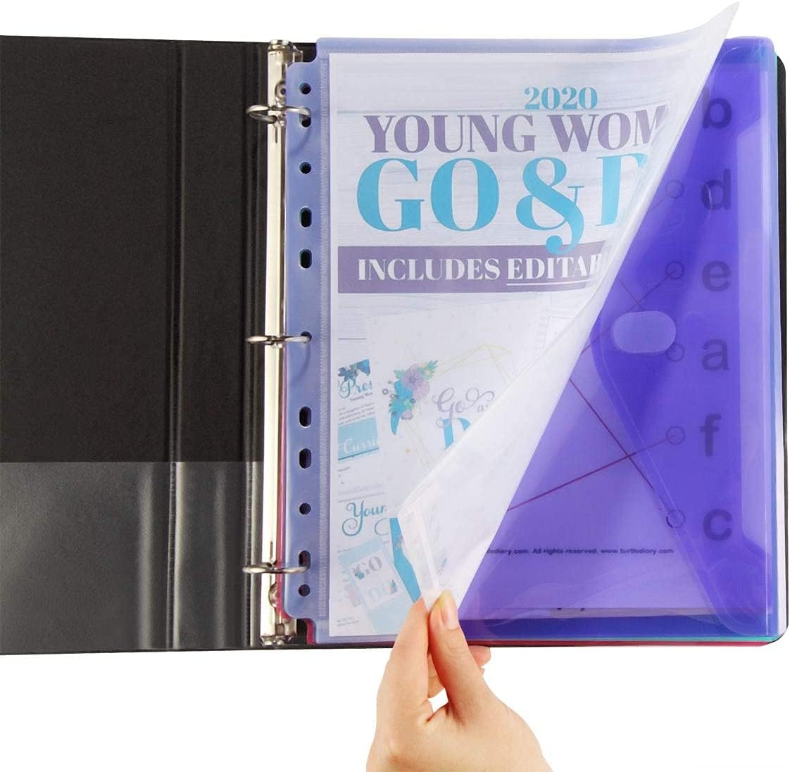 18 Packs Clear Plastic Binder Envelopes with Closure, 11 Holes Binder Pockets Poly Envelopes Letter Size