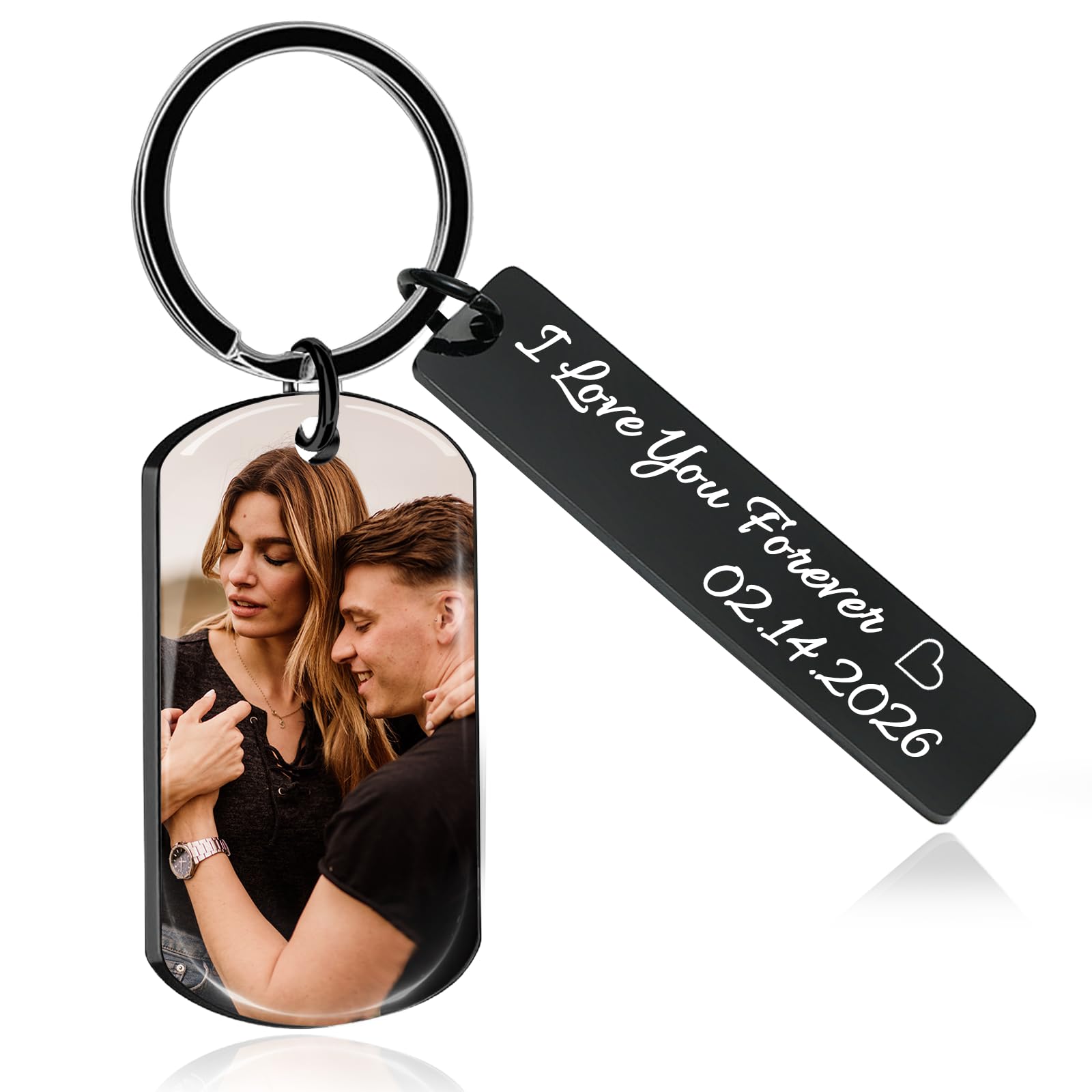 Personalized Picture Keychain - Customized Engraved Keychains with Photo Text, Personalized Gifts for Men Women Lovers