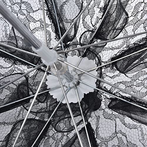 lvifloae Czarny Parasol Gothic Vintage Koronkowy Parasol, Elegancki Koronkowy Parasol Panny Młodej Wesele Fotografia Rekwizyt dekoracyjny Koronkowy Parasol Dekoracja na wesela lub