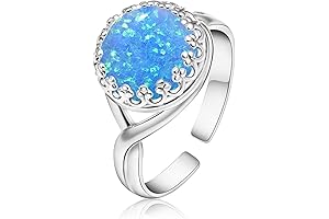 925 Sterling Silver Blue Opal Ring: Iridescent October Birthstone