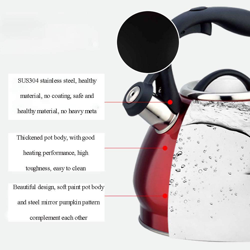 Hervidor eléctrico con diseño de calabaza, 3.0 L, gran capacidad, material grueso, acero inoxidable 304, para uso doméstico, para hervir agua de forma eficiente, cocina de inducción, estufa