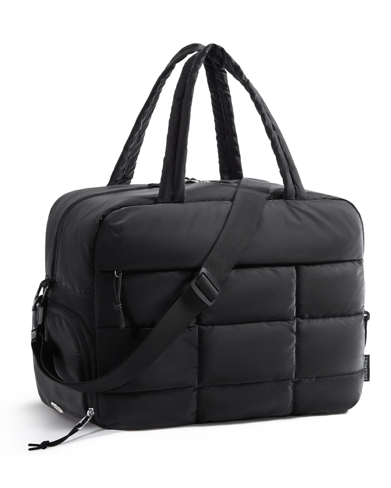 Gym Bag for Women, Carry on Travel Duffel Bag, Water-resistant Weekender with Shoe Compartment for Gym Travel Work, Black, Medium