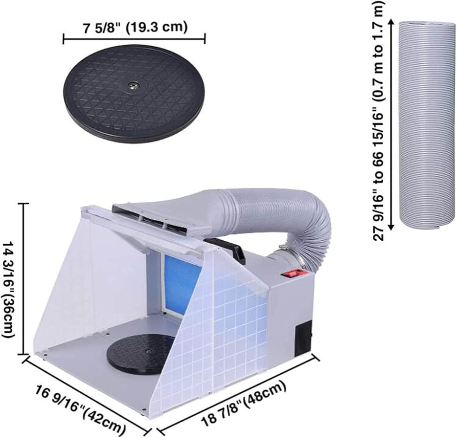 Portable Airbrush Spray Paint Booth with 3 LED Lights, Large Space Spray Paint Booth, Foldable and Easy to Carry, Suitable for Painting All Artworks, Cakes, Crafts, Nails, T-Shirts