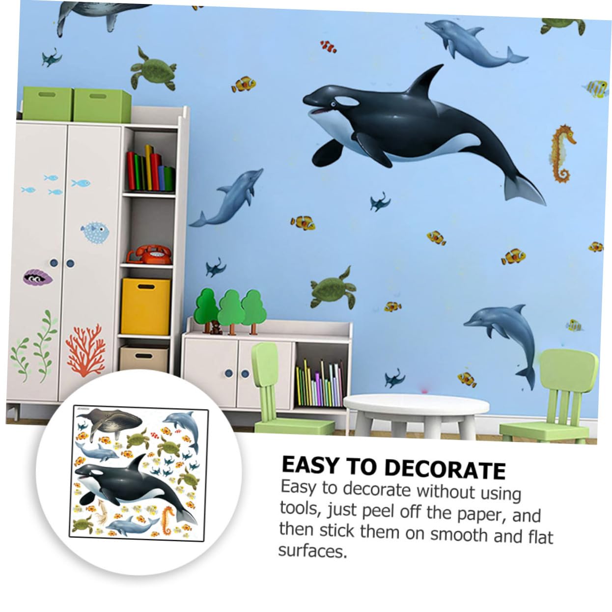 3 Piezas Pegatinas de Animales Decoración Infantil Adhesivos Habitación Dormitorios y Salas