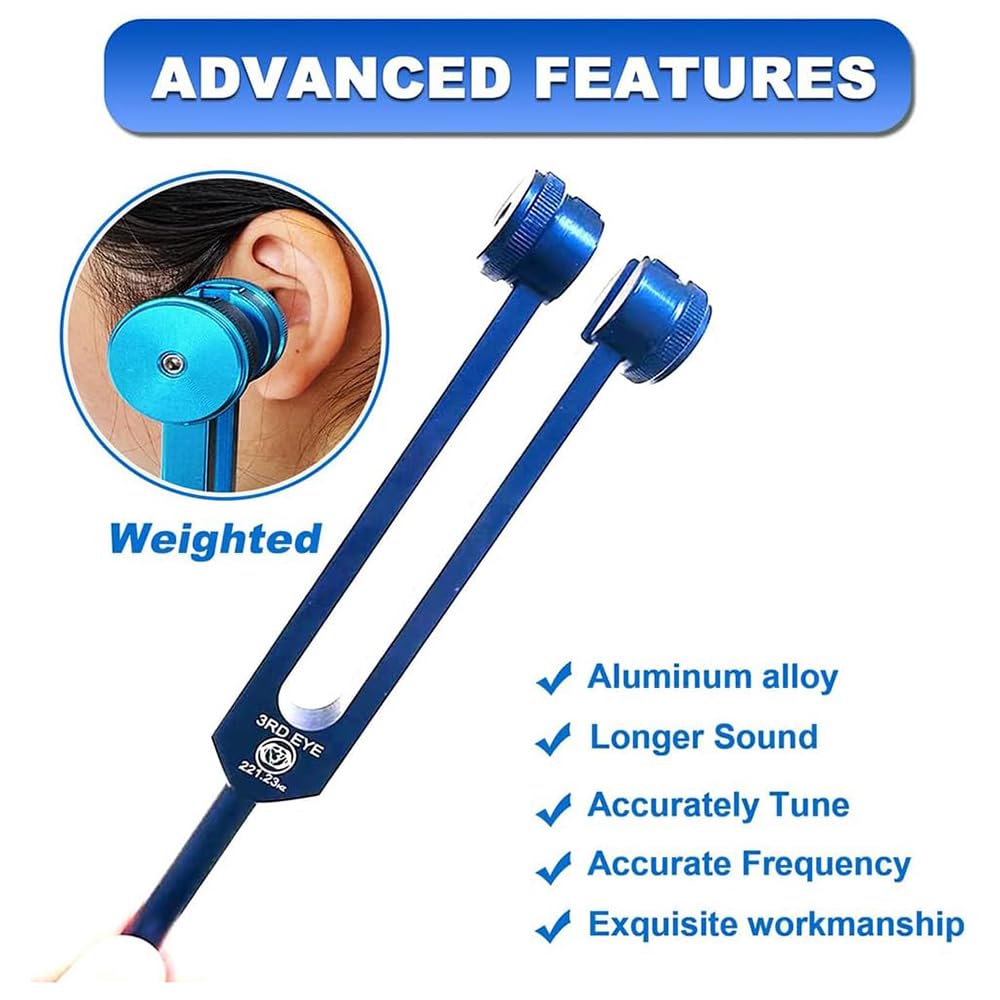 NEWFUN Diapason,Diapason Neurologico,Set di 8 pezzi con base + 1 martelli in silicone e panno per la pulizia, ideale per la terapia, per la terapia dei chakra, la terapia del suono, l'antistress