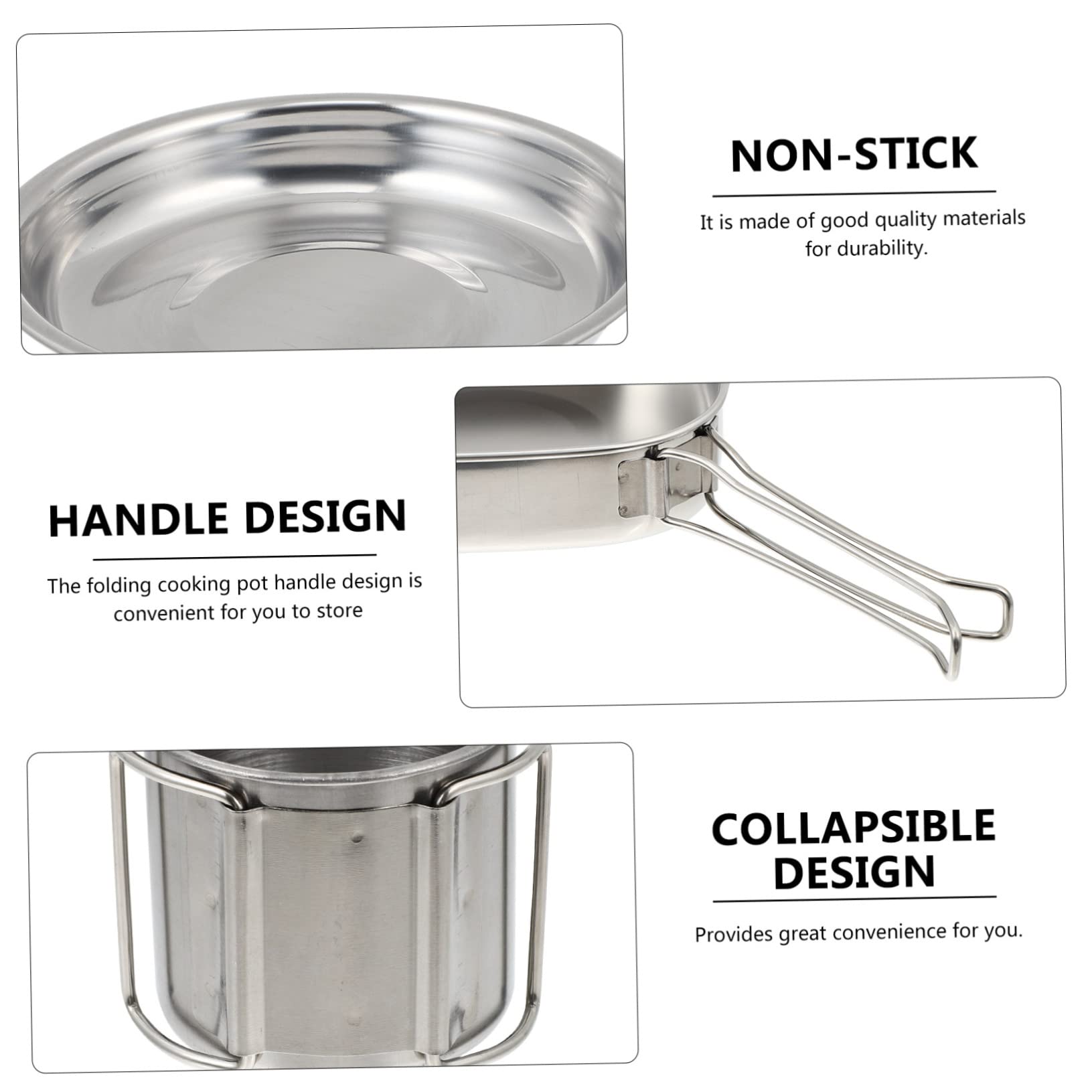 Yardwe Ensemble Cuisine de Camping, en Acier Inoxydable, 1 Set Portable, Poignée Pliable, Facile à Nettoyer pour Barbecue Activités Extérieures