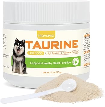 Taurine for Dogs, Dog Heart Supplements with L-Taurine 500mg & L-Carnitine 50mg, Taurine Supplement for Dogs Supports Heart Health, Maintains Cardiovascular Health and Blood Circulation 4 oz