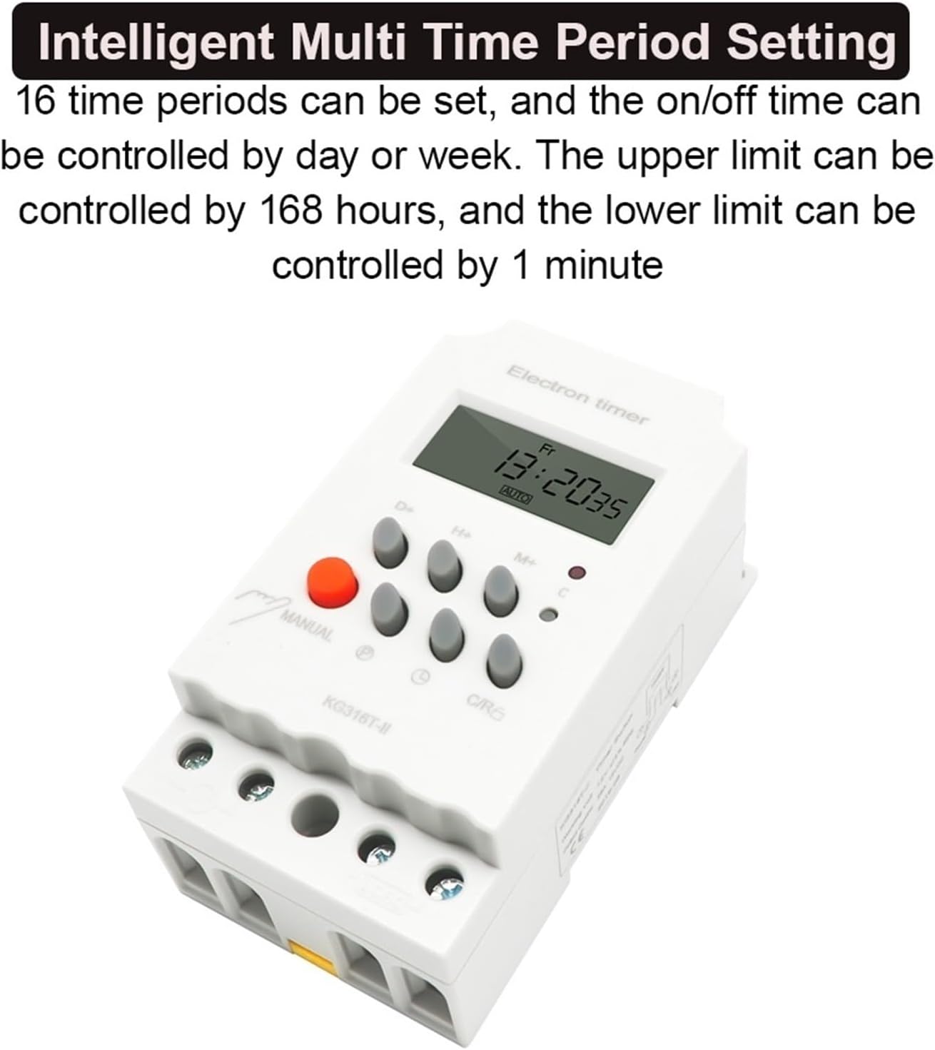 KG316T-II 25A LCD Digital Programmable Electronic Timer Time Switch Relay Controller Microcomputer Rail AC DC 12V 110V 220V 1Pcs(DC 12V)