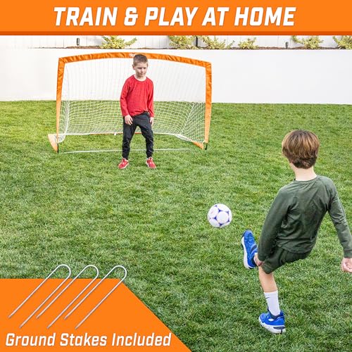 Image of GoSports Portable Soccer Goals for Kids - 13 Color Options - Choose 4 x 3 ft or 6 x 4 ft - Team Tone Pop Up Nets for Backyard