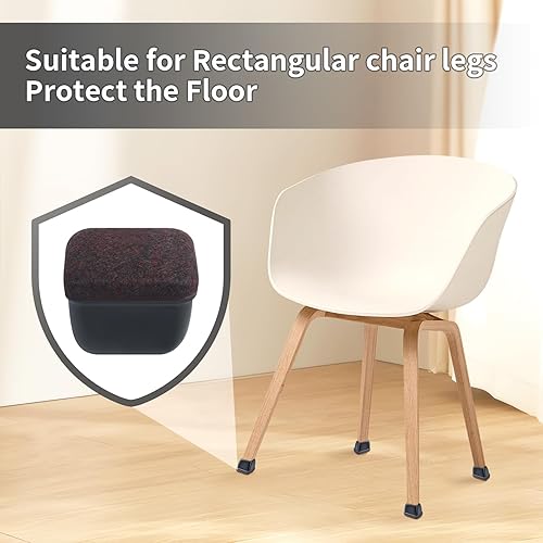 Vista 139 de Ezprotekt 24 protectores cuadrados de suelo para patas de silla con fieltro, fieltro de silicona F para suelos de madera dura, tapas de patas