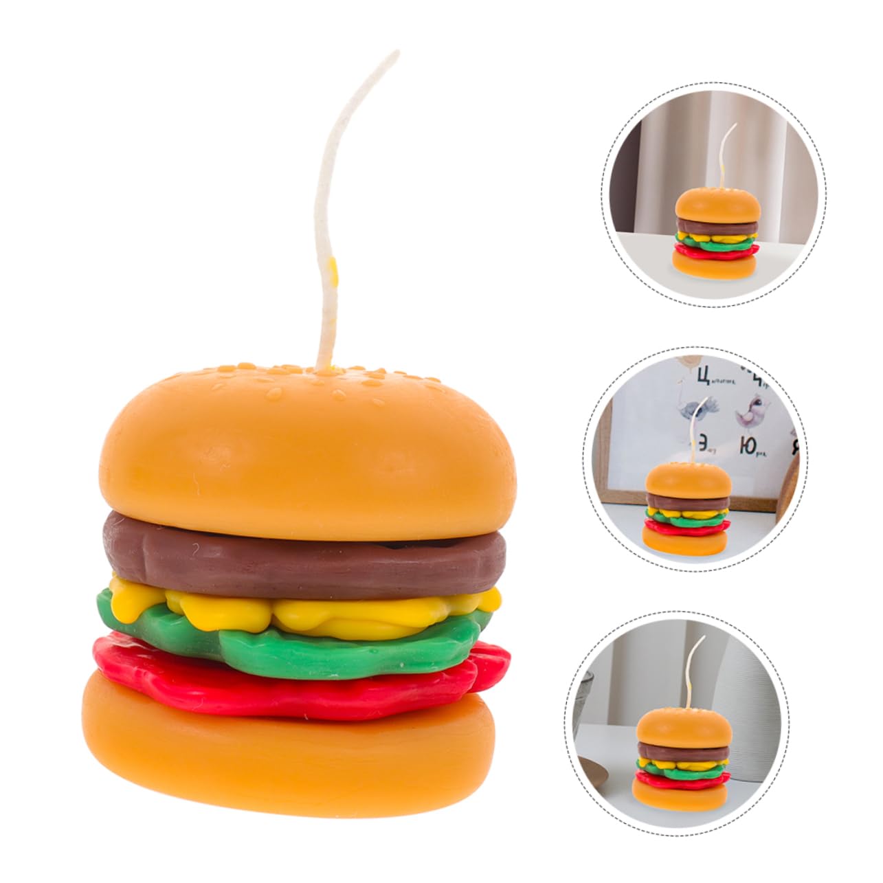 Velas de Naranja 2 Hamburguesa Piezas Cera Aromáticas | Ambiente Festivo, Decoración de Escritorio, Obsequio para Amigas y Novias