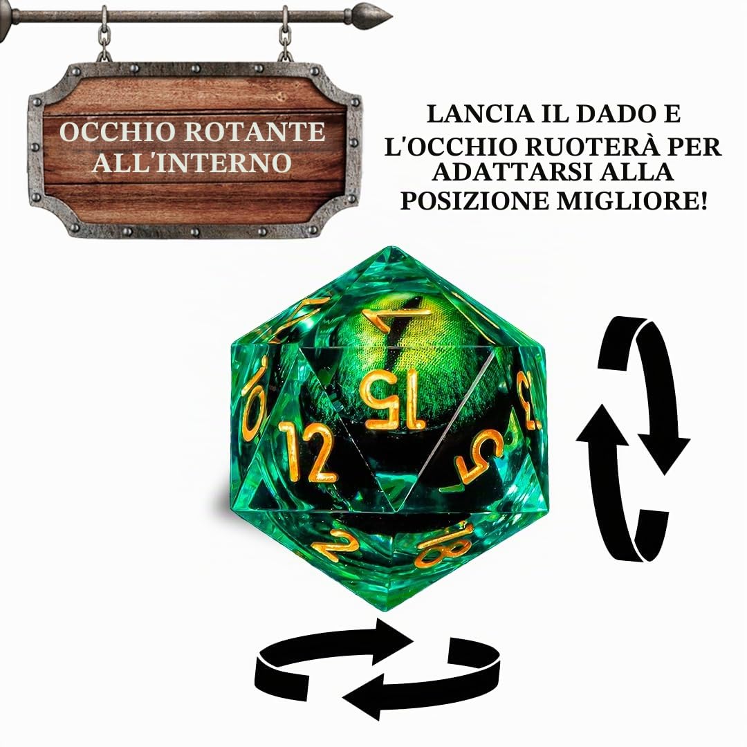 Dés Polyédriques Avec Œil De Dragon Mobile – 7 Dés D4 à D20 – Set D&D – Power Beast