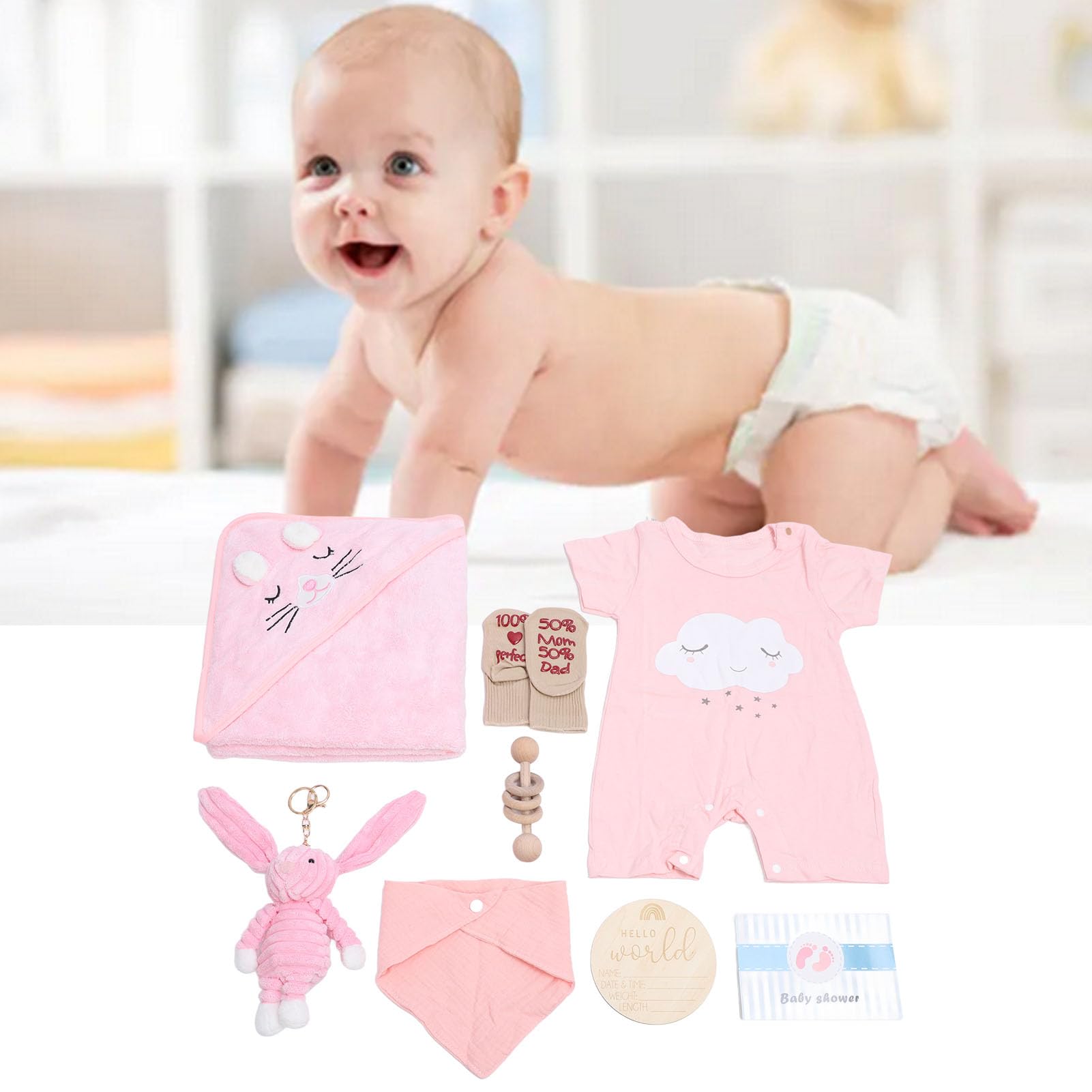 Tonysa Cesta de Regalo para bebé Recién Nacido con Muñeca Suave (PINK)