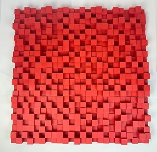 Acoustic Sound Diffuser Wall Art. Color Red