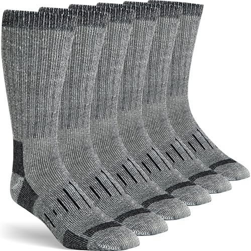Image of Alvada Mens Merino Wool Crew Socks Thermal and Warm Socks for Winter Work Hiking Running 3 Pairs