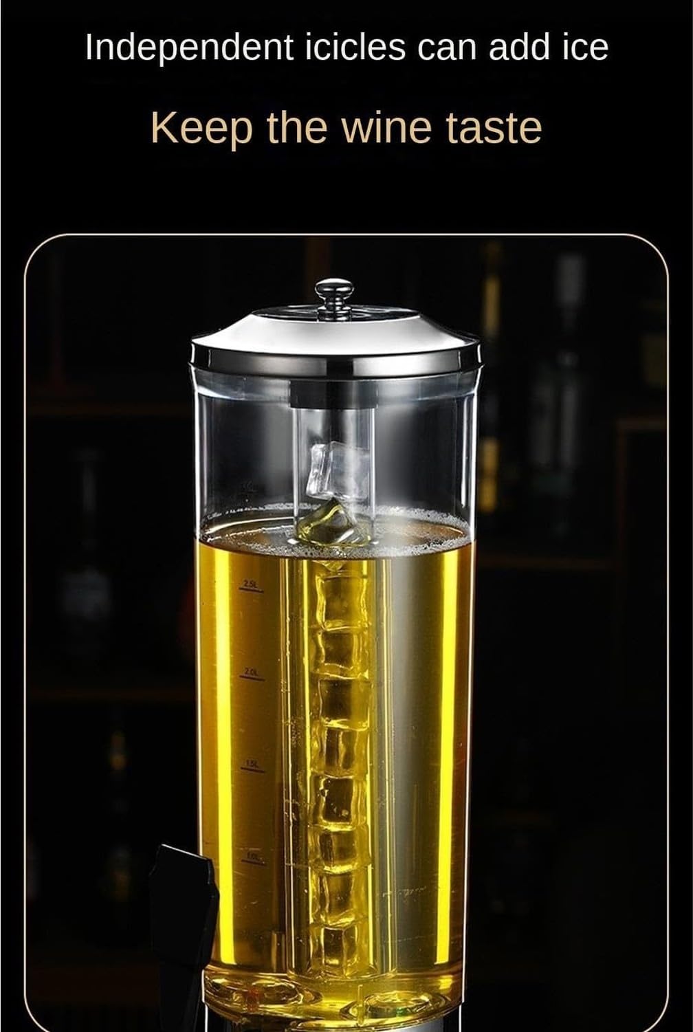 Dispensador de Cerveza de Grifo para Fiestas, 3L/100oz, Jarra eléctrica dispensadora de Bebidas de Mesa, Recipiente para Agua y cócteles, Oro, 22x61cm