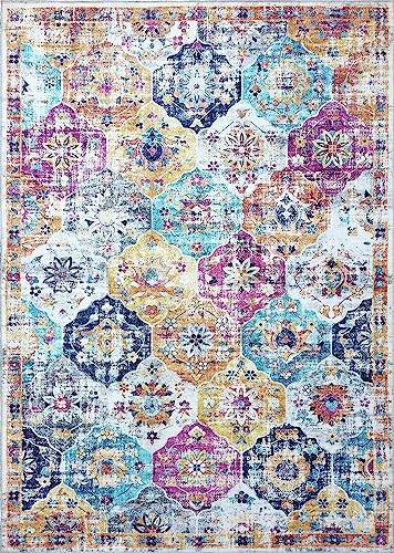 Tapis Mandala lavable en machine grand format 2,4 x 3 m - 4