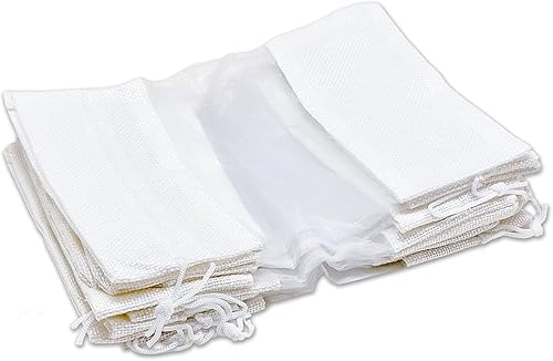 Miniatura 6 de 12 paquetes de bolsas de regalo grandes de lino, arpillera y organza con cordones (16,5 x 21,6 cm, blancas) - Favores de fiesta, regalos, muestras y